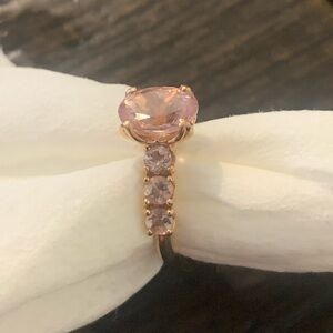 Custom made morganite ring set in rose gold